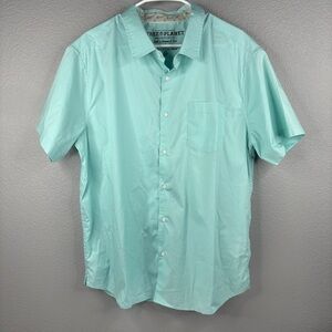 Men’s Soft Relaxed Fit Turquoise Button Up Shirt - Free Planet